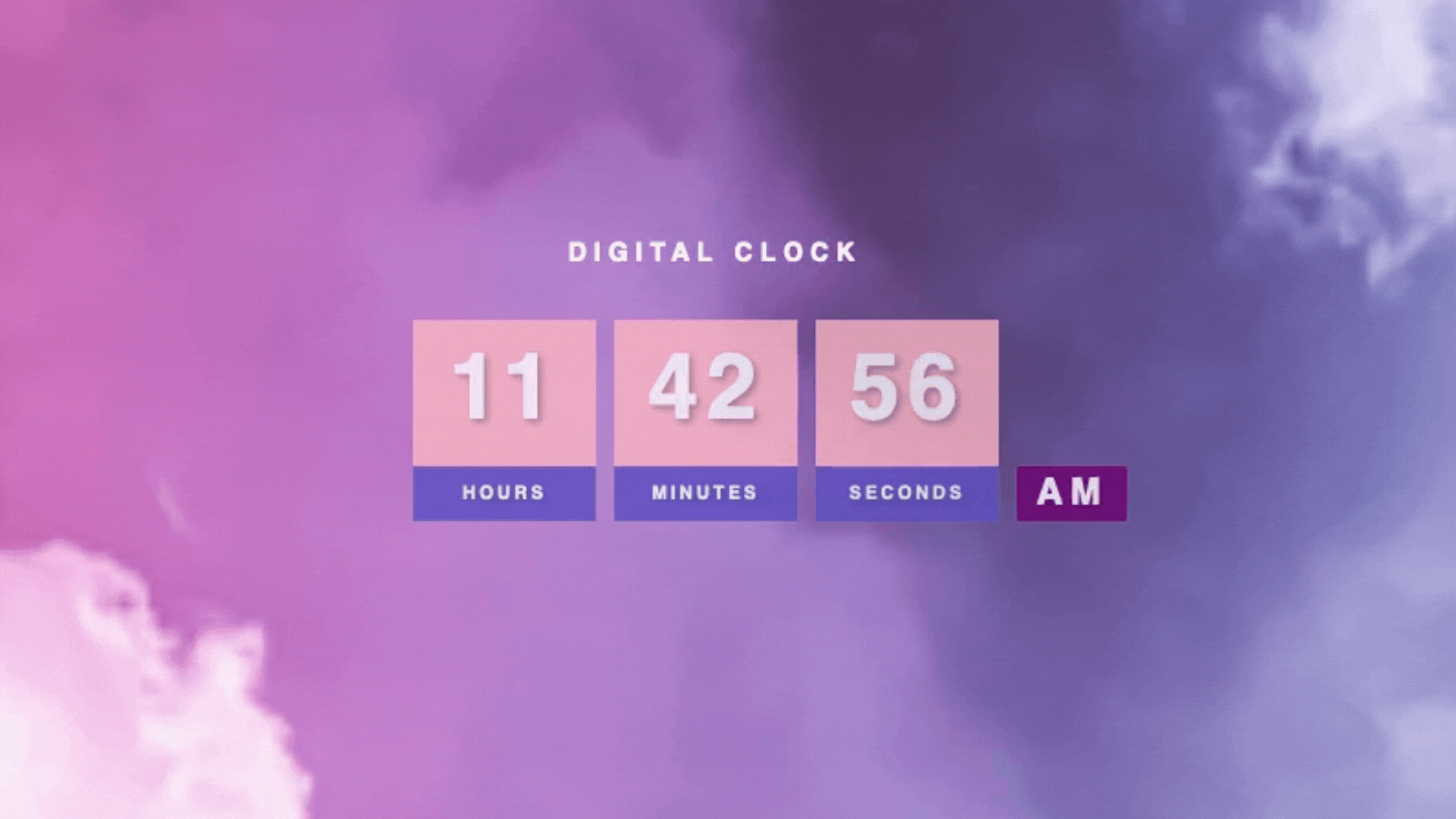 pink purple sky digital clock